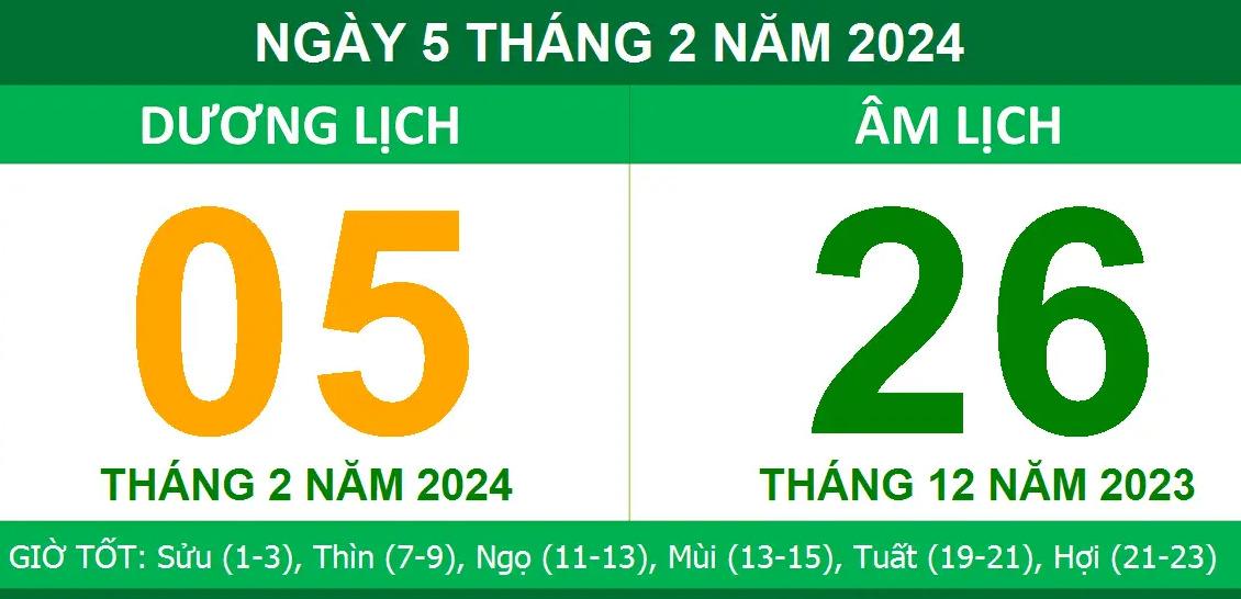 Ngày 5/2/2024 là ngày bao nhiêu âm? Điều cần làm để đem lại may mắn cho cả  năm