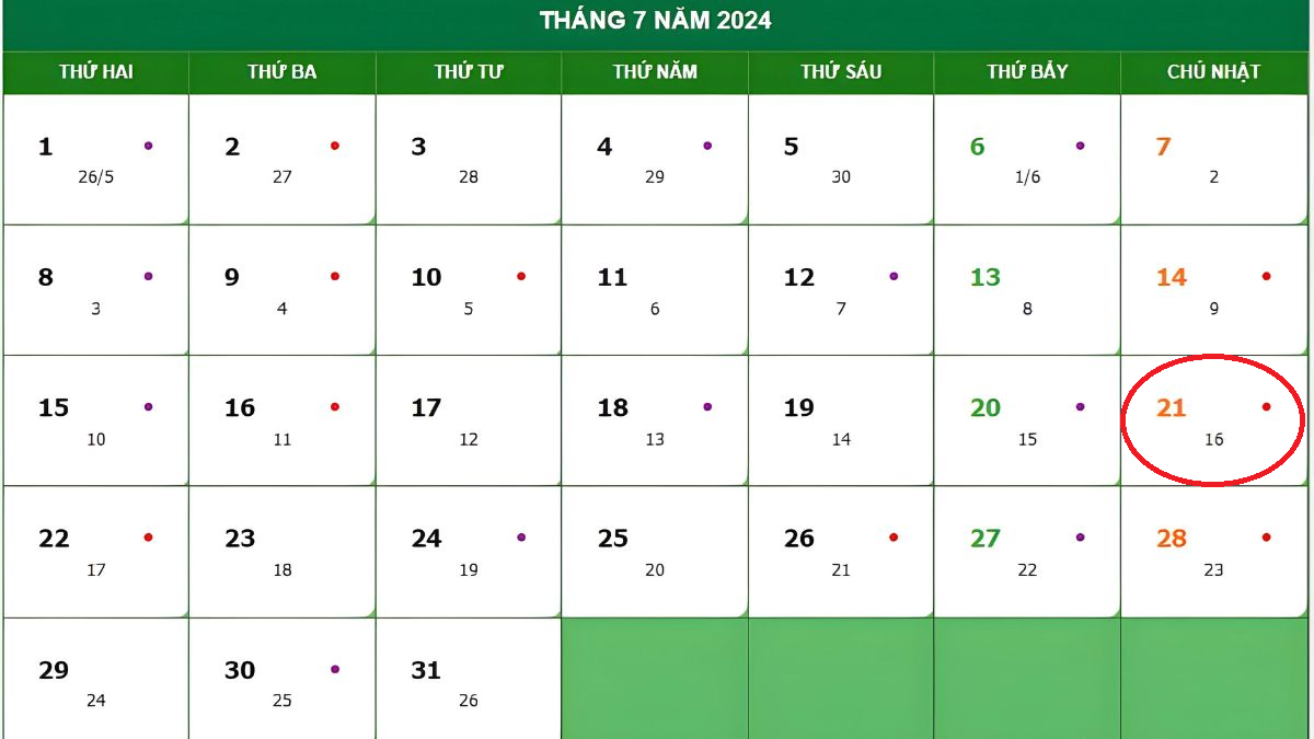 21 tháng 7 là ngày gì? Giải mã bí ẩn vận mệnh theo lịch vạn niên 21/7/2024!